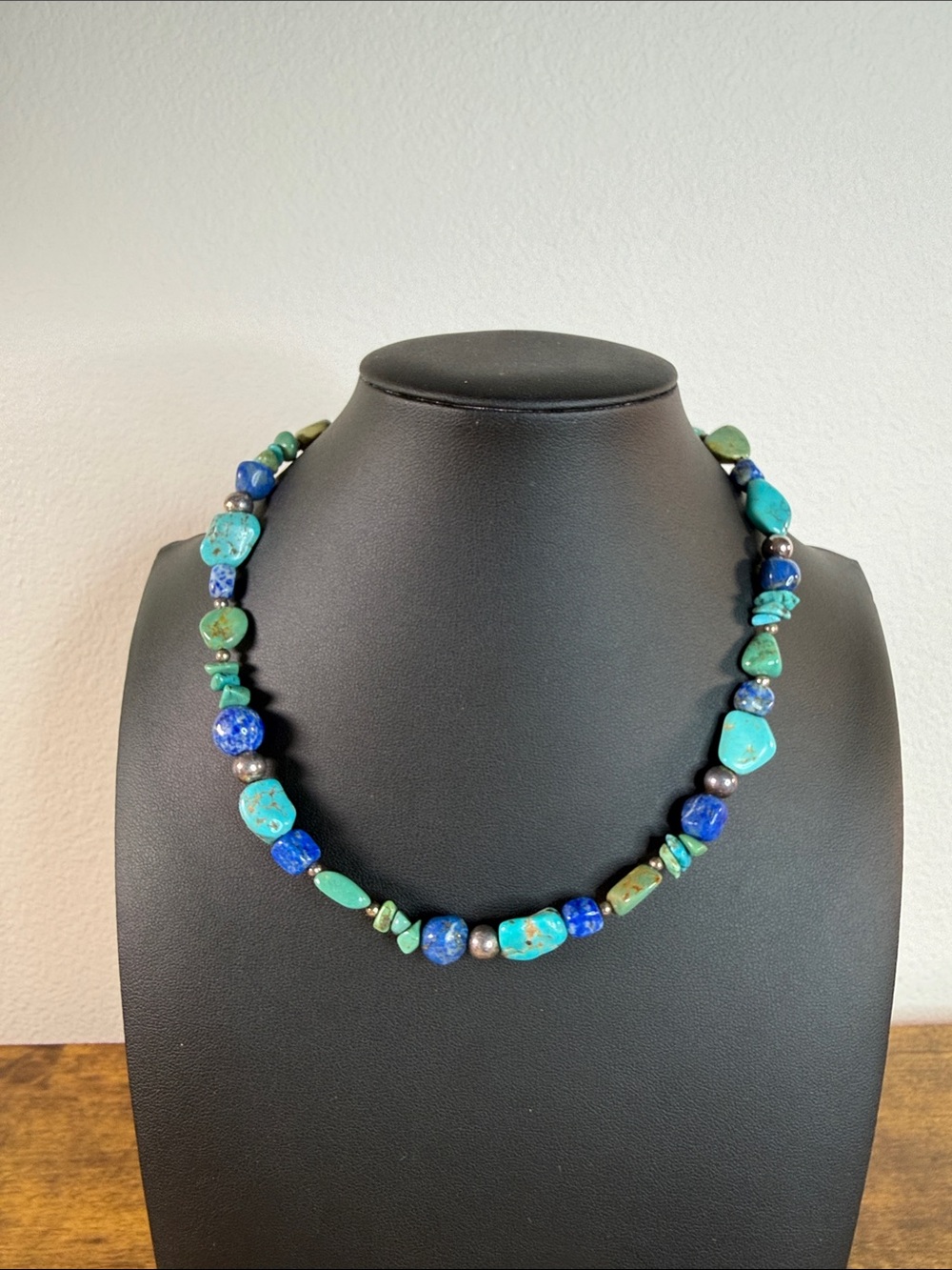 Handcrafted Turquoise & Lapis Bead Necklace - Women Jewelry